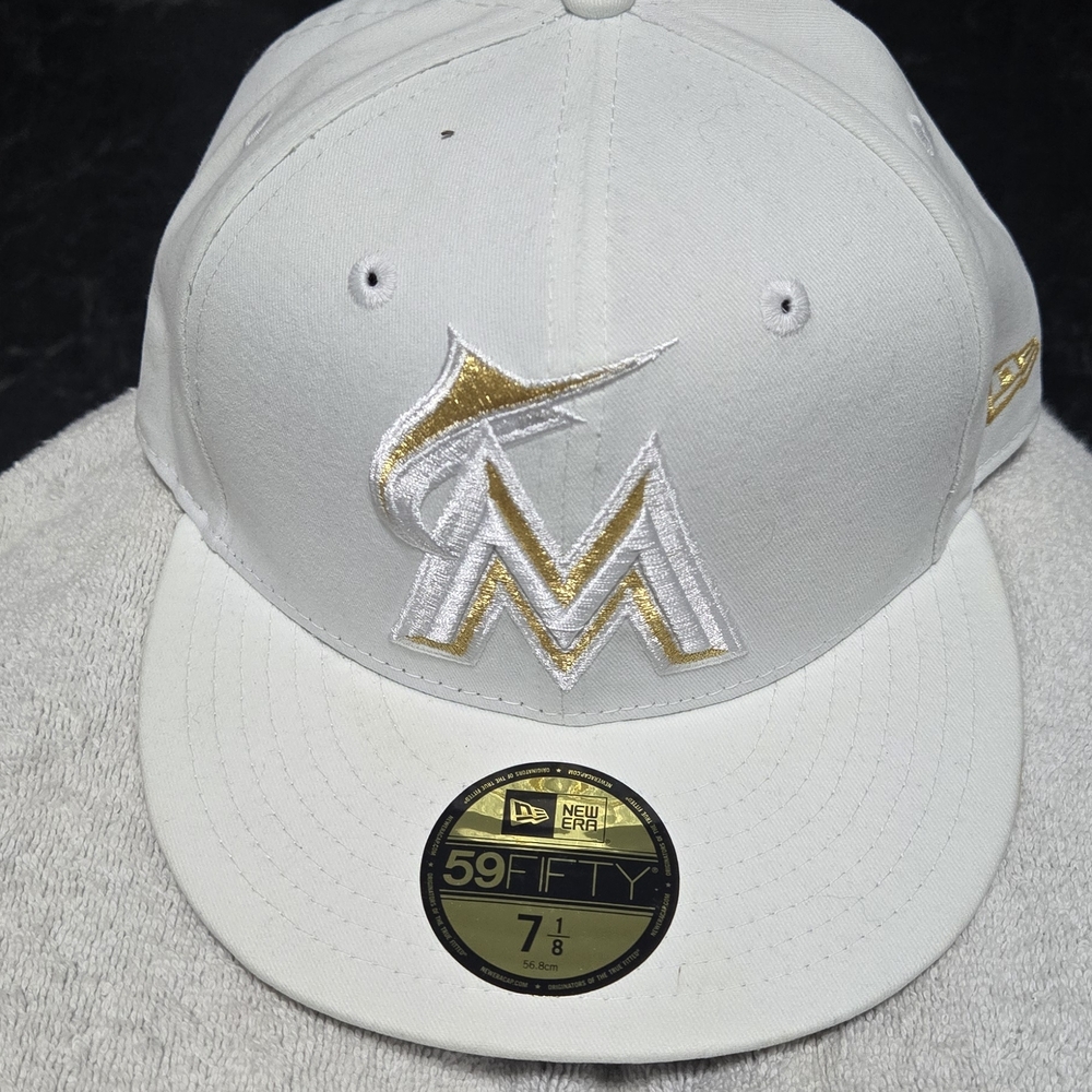 New Era White & Gold Miami Marlins 59FIFTY Fitted Cap